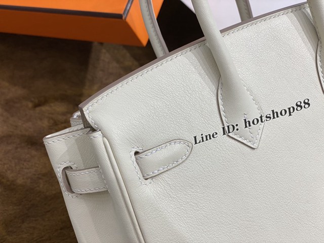 Hermes專櫃經典款手提女包 愛馬仕birkin25cm swift奶昔白 預定款 ttd1038